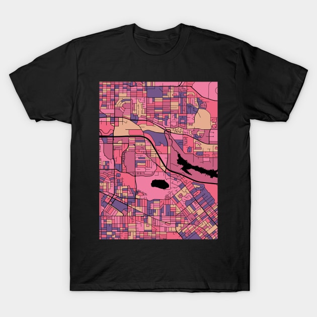 Burnaby Map Pattern in Purple & Pink T-Shirt by PatternMaps